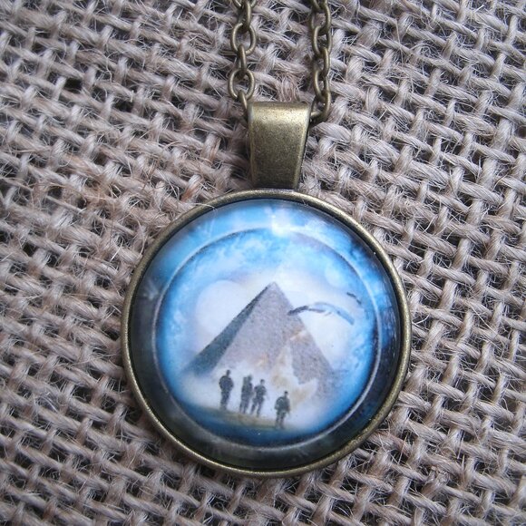 Stargate Pyramid Glass Cabochon Pendant Necklace - Picture 1 of 12